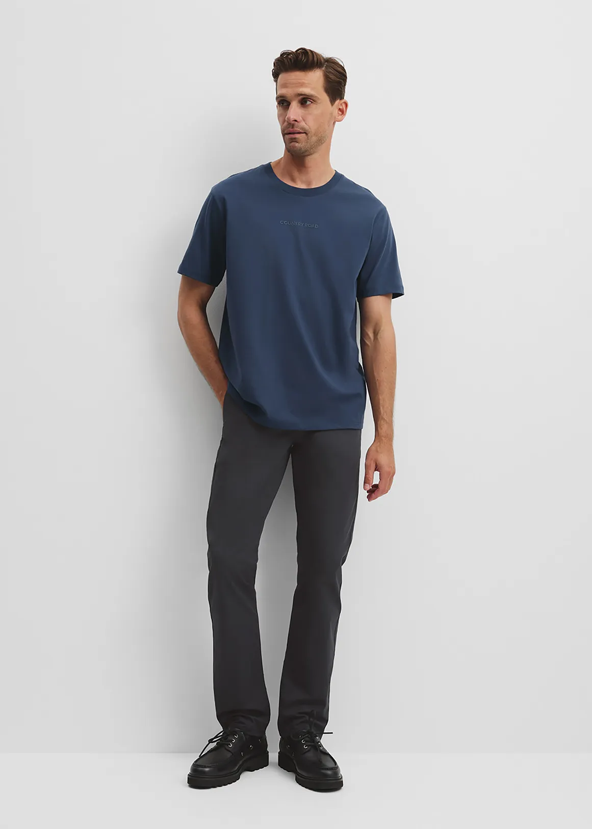 Australian Cotton Modern Logo T-Shirt - STORM BLUE