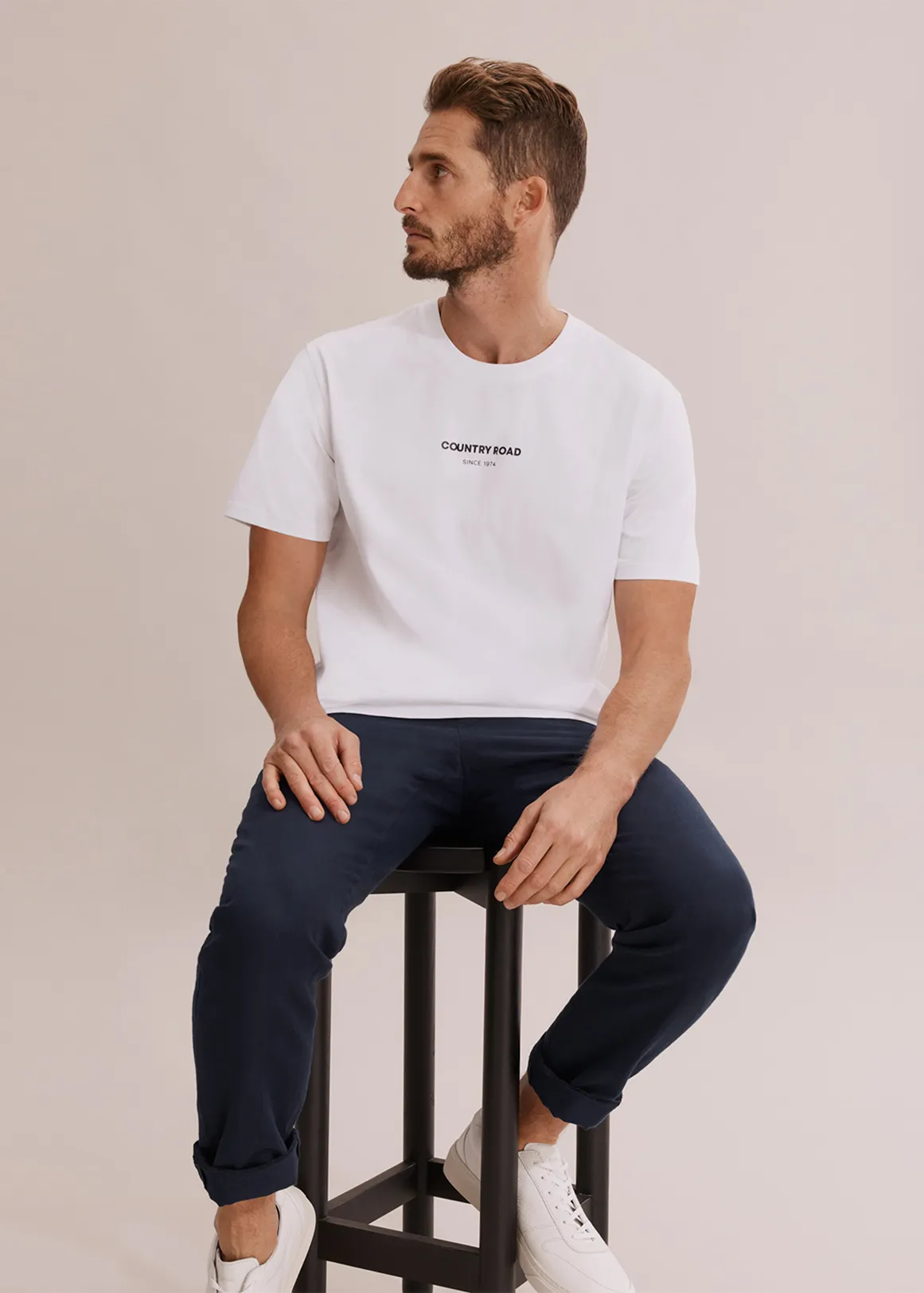 Australian Cotton Modern Logo T-Shirt - WHITE MULTI