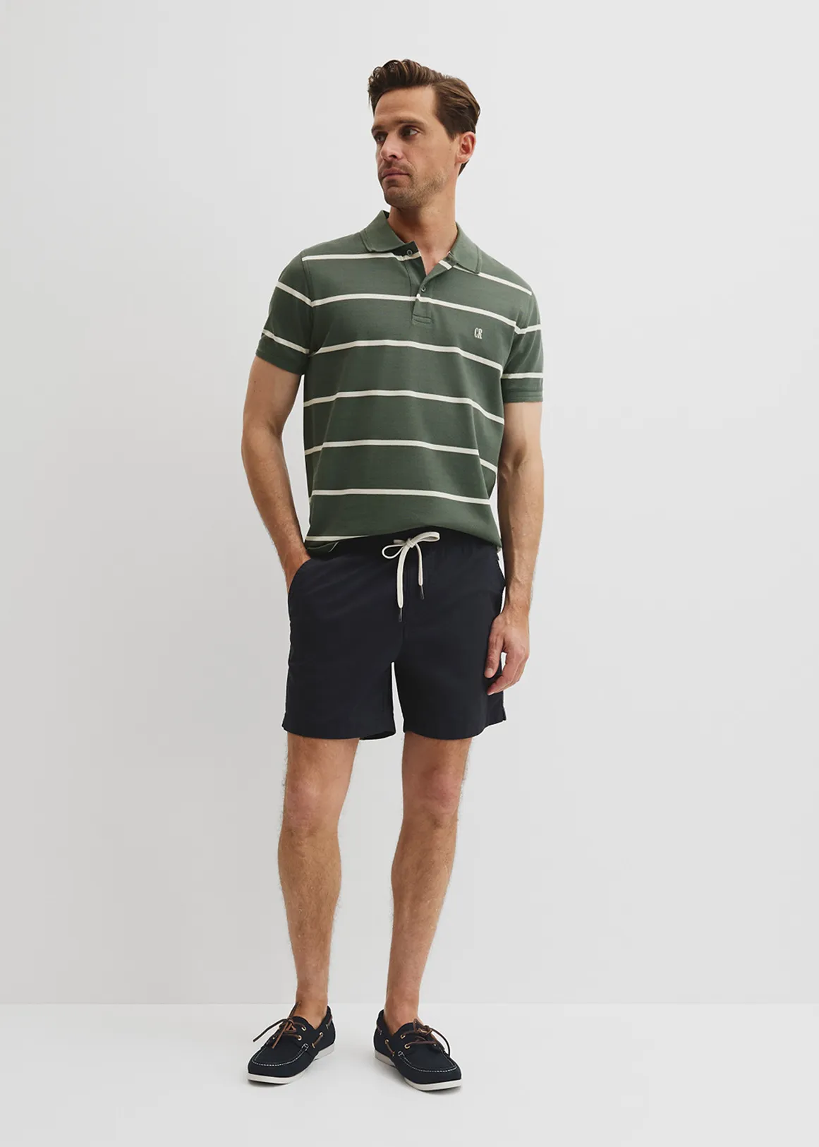 Australian Cotton Pique Stripe Polo - THYME STRIPE