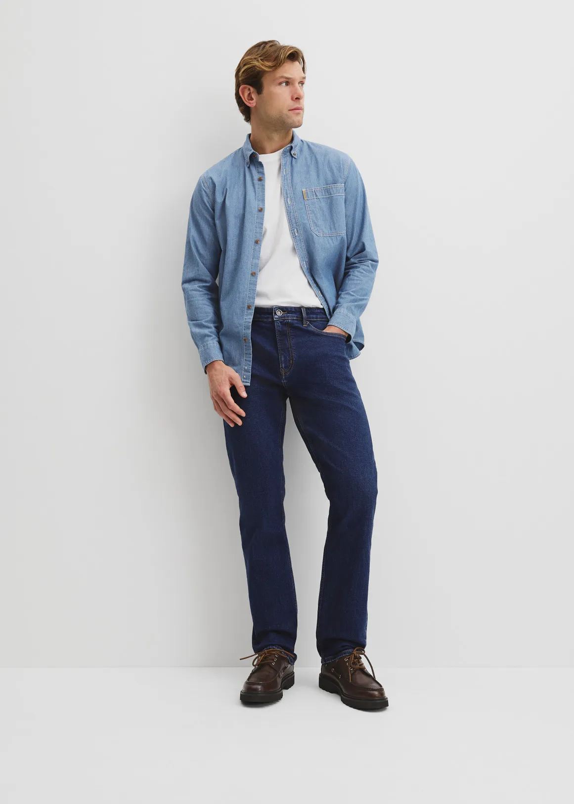 Australian Cotton Straight Leg Jean - MID BLUE DENIM