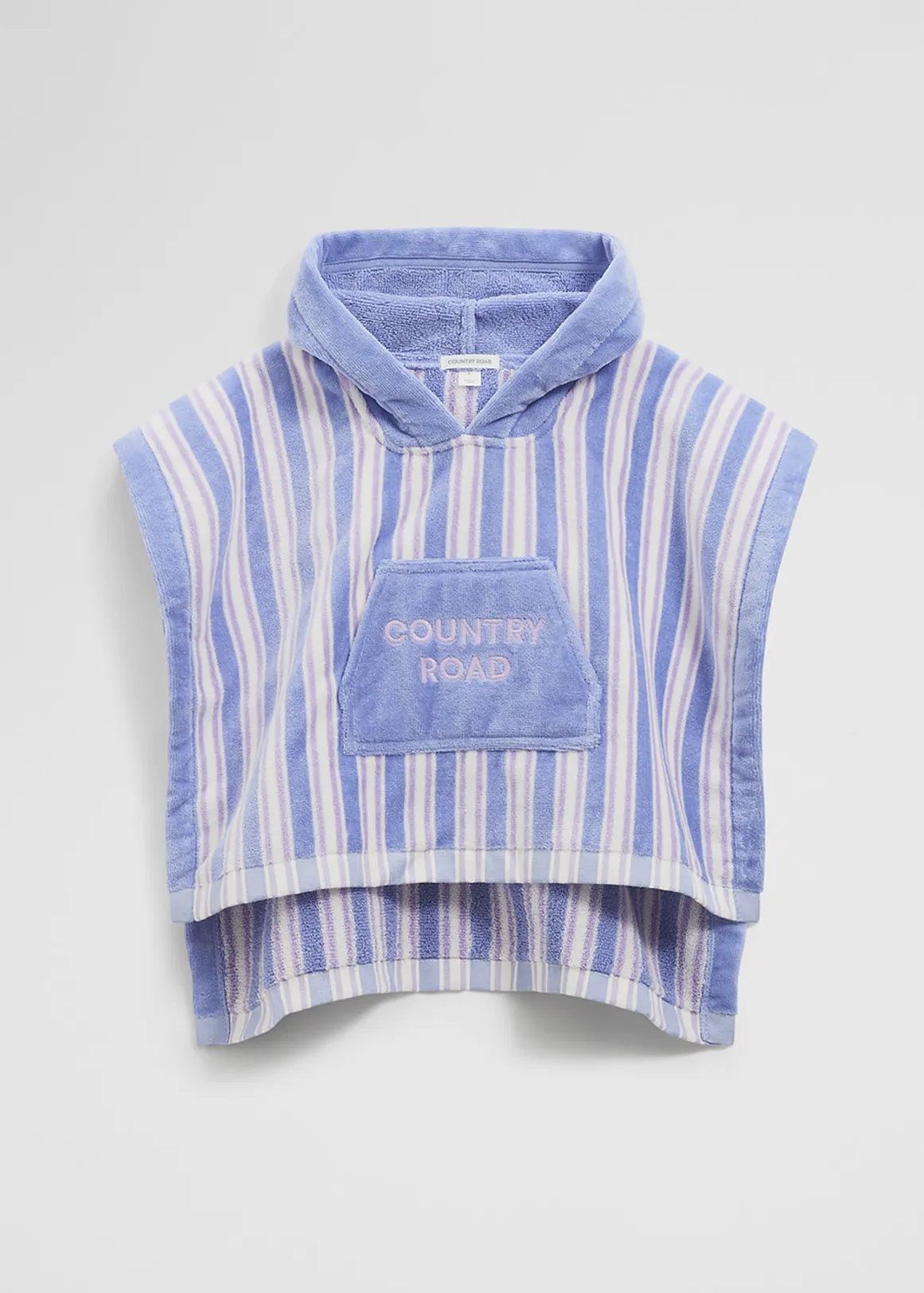 Australian Cotton Stripe Logo Poncho - BLUEBELL