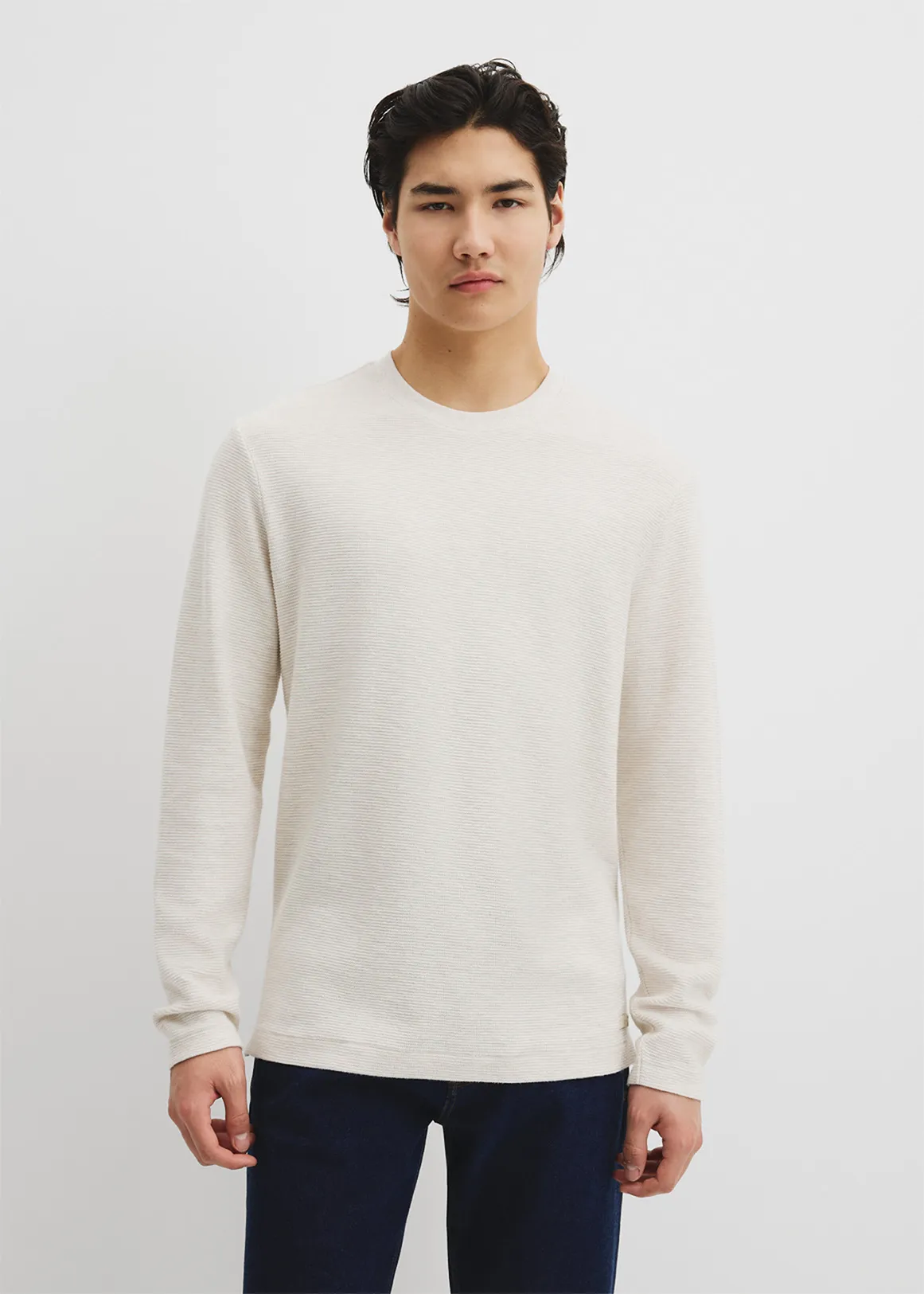 Australian Cotton Textured T-Shirt - CLOUD MARLE