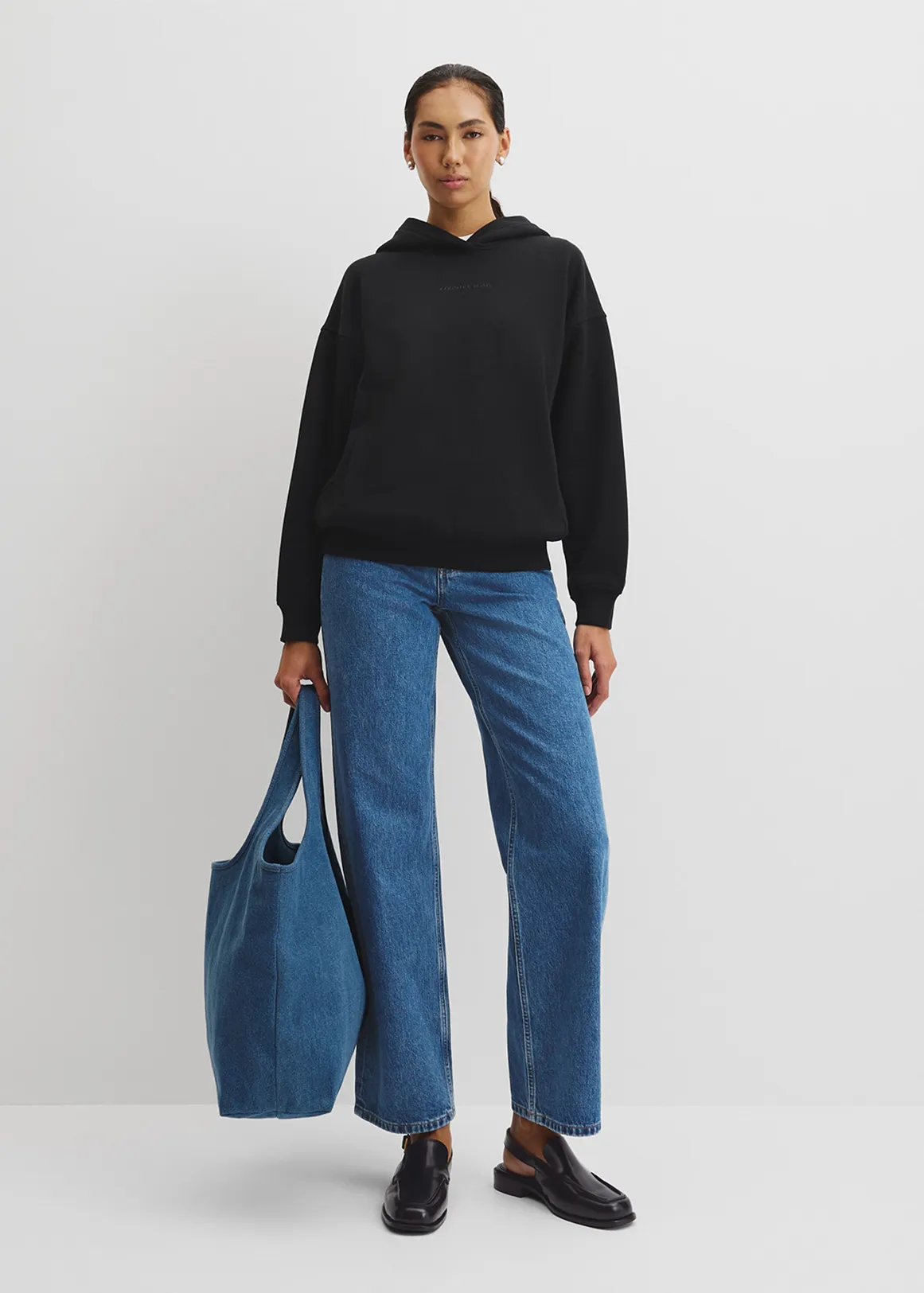 Australian Good Earth Cotton Pull Over Hooded Sweat - BLACK
