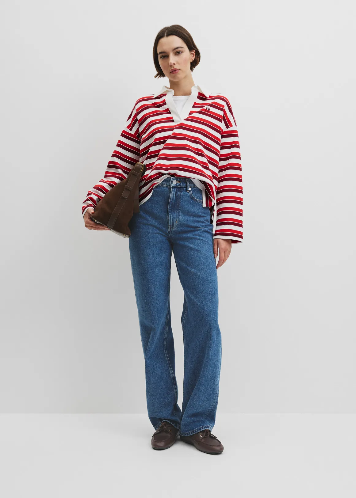 Australian Grown Cotton Stripe Texture Rugby Sweat - CHERRY STRIPE
