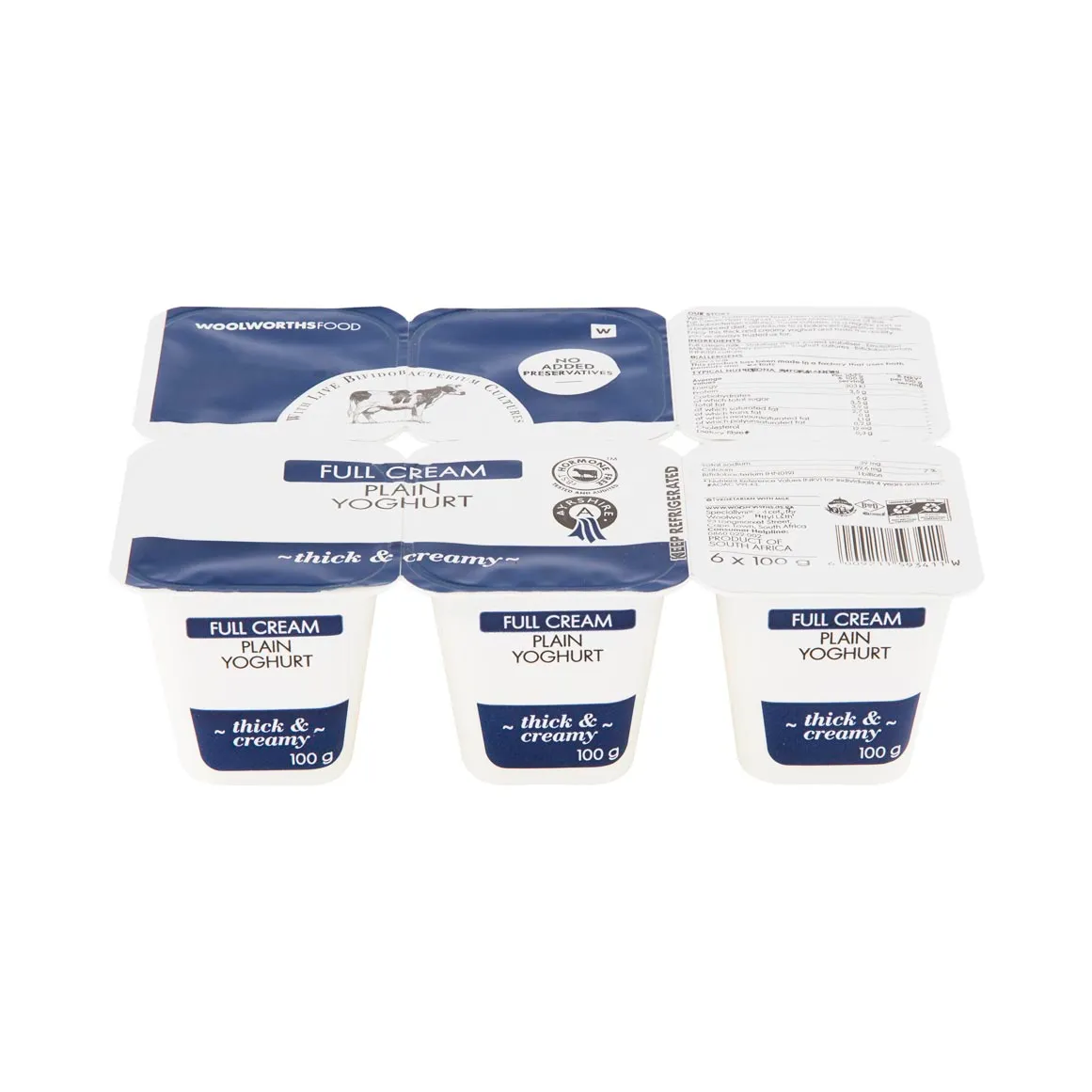Ayrshire Full Cream Plain Yoghurt 6 x 100 g