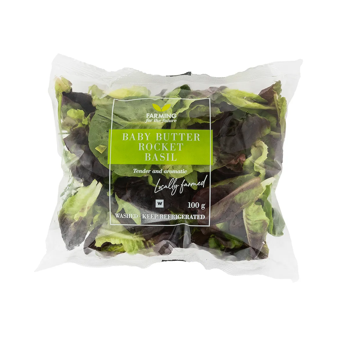 Baby Butter Lettuce, Rocket & Basil 100 g