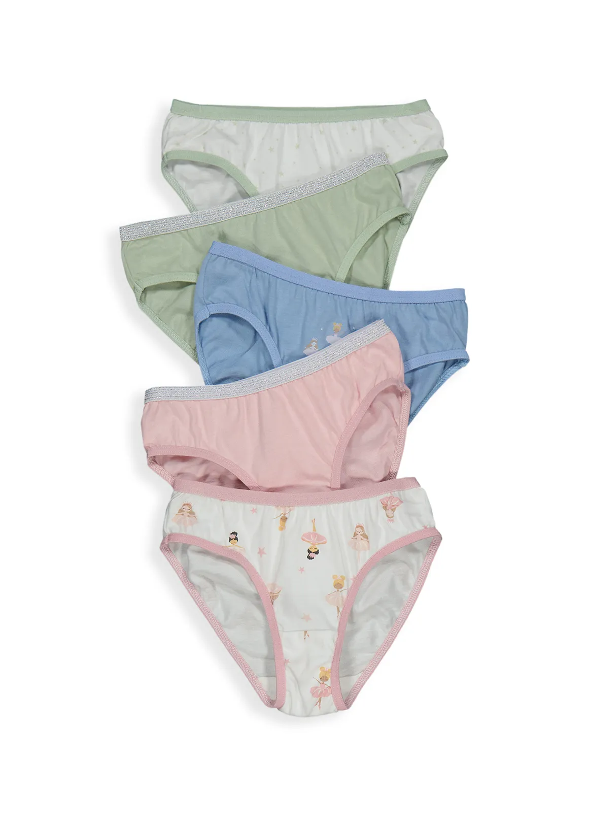 Ballerina Cotton Bikinis 5 Pack - X GREEN
