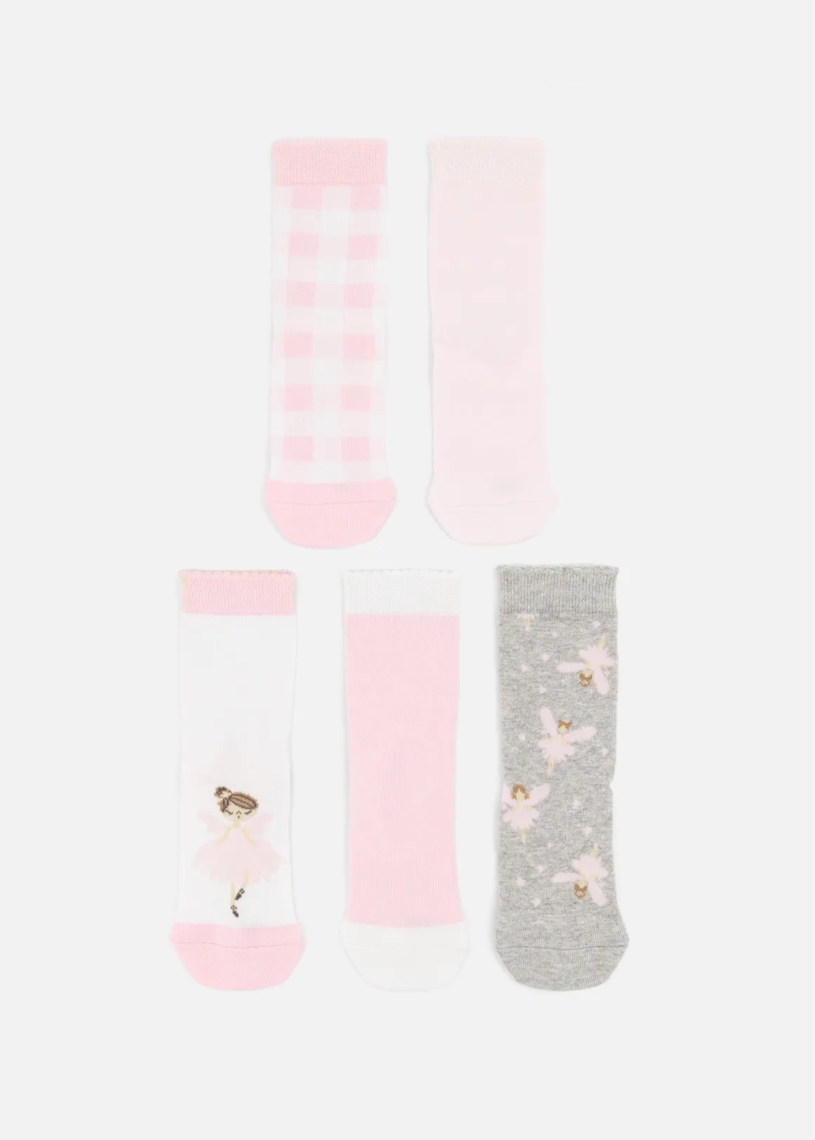 Ballerina Cotton Rich Anklets 5 Pack - X PINK