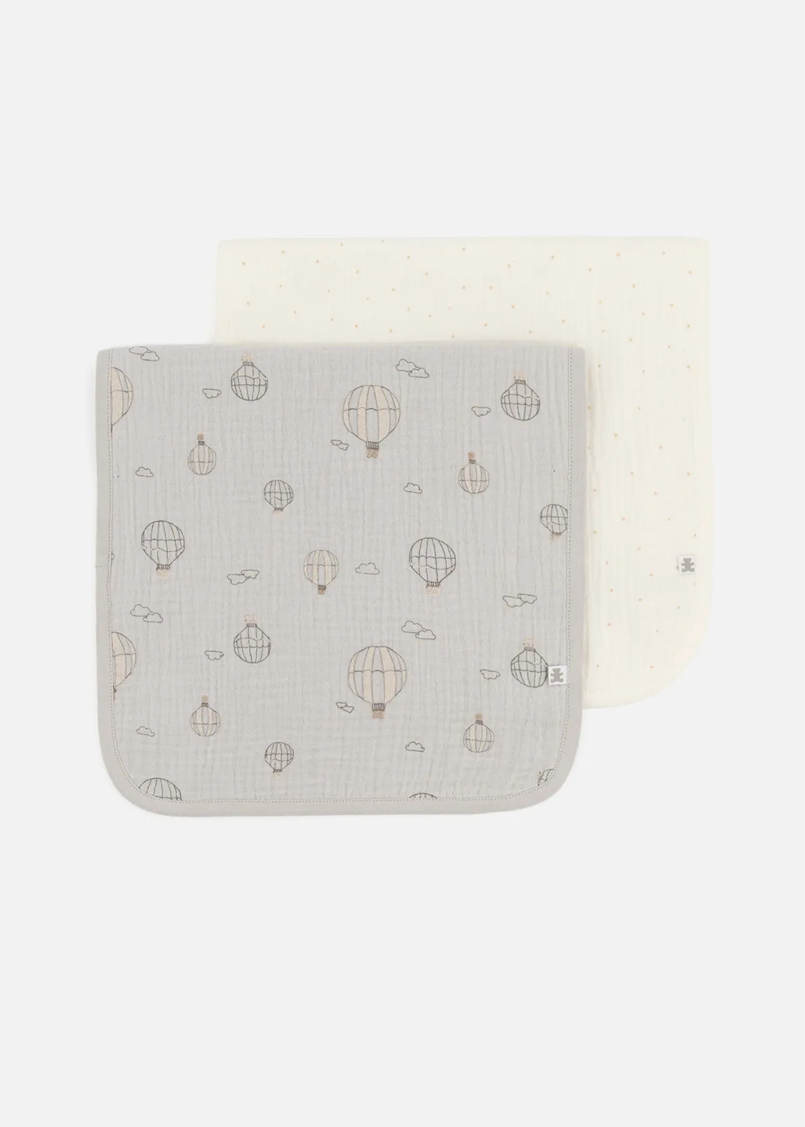 Balloon Reversible Cotton Muslin Burp Cloths 2 Pack - X GREY
