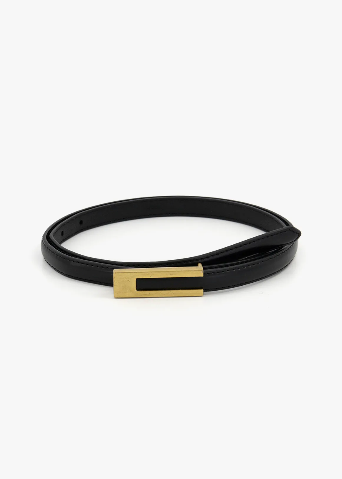 Bar Buckle Slim Belt - BLACK