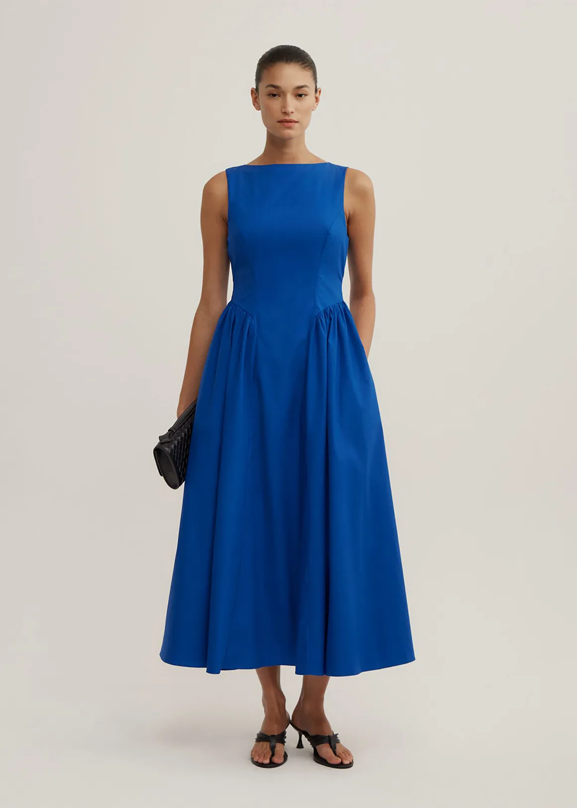 Basque Panel Dress - COBALT