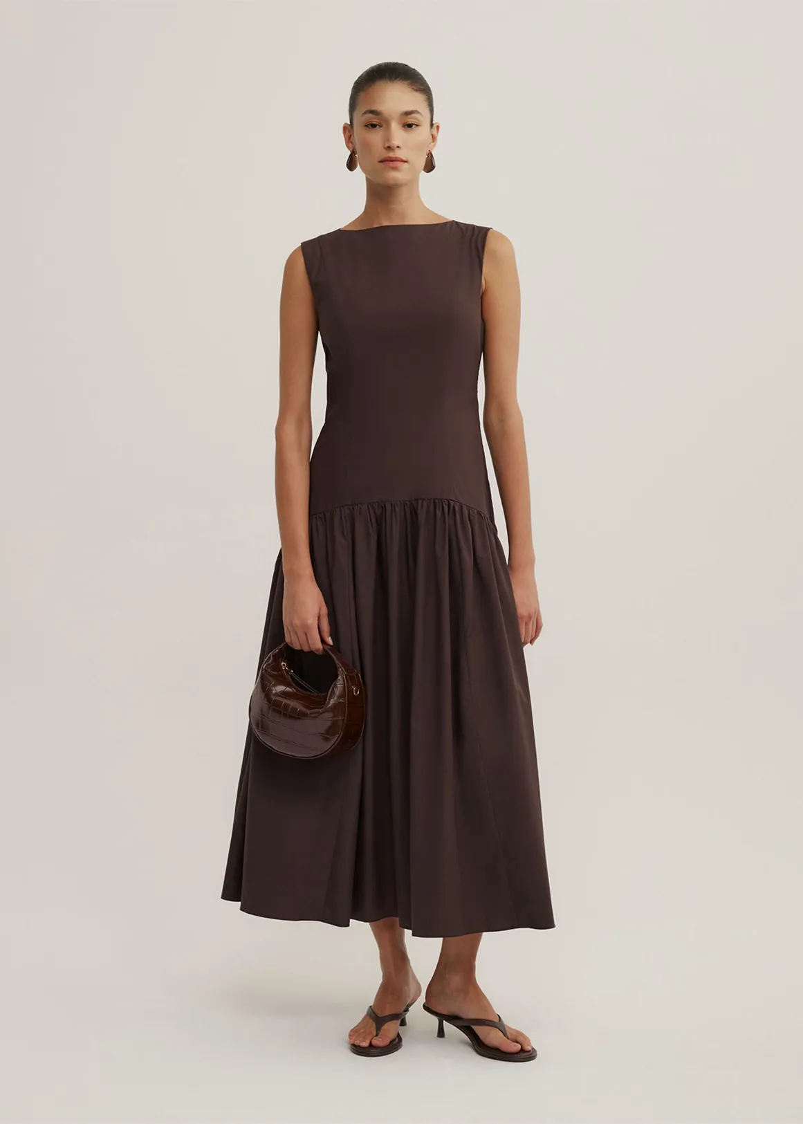 Basque Waist Dress - ESPRESSO