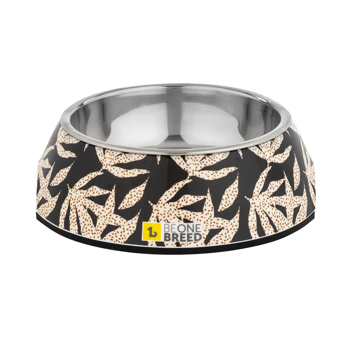 BeOneBreed Black and Beige Leaf Print Small Pet Bowl 160 ml