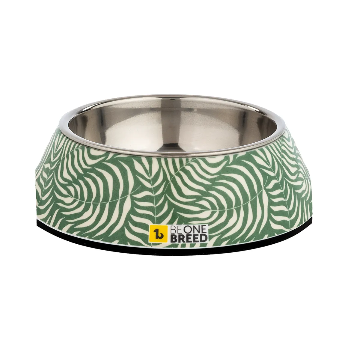 BeOneBreed Cream and Green Leaf Print Small Pet Bowl