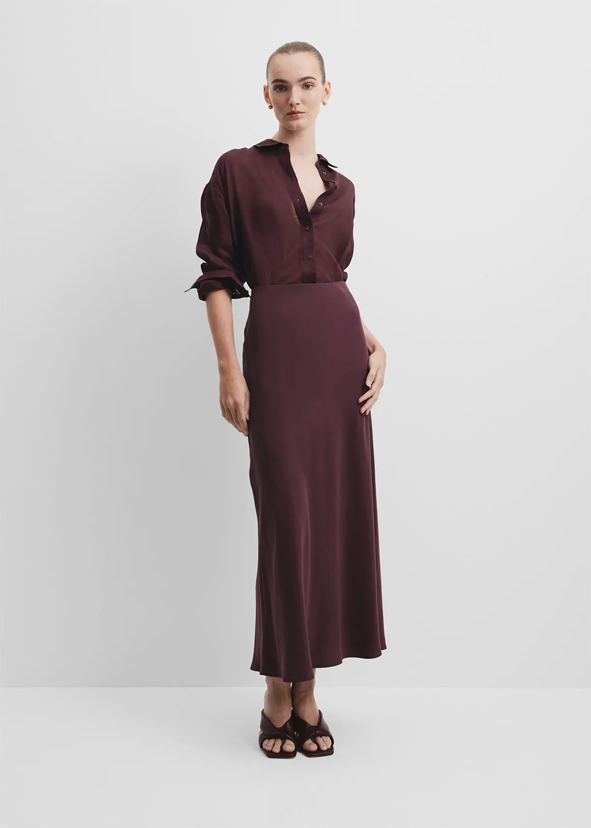Bias Cupro Skirt - PLUM