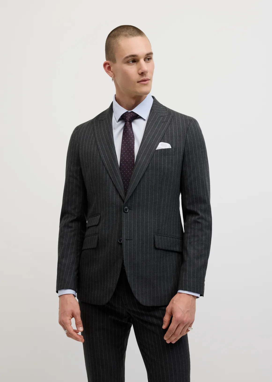 Blaize Pinstripe Tailored Jacket - CHARCOAL