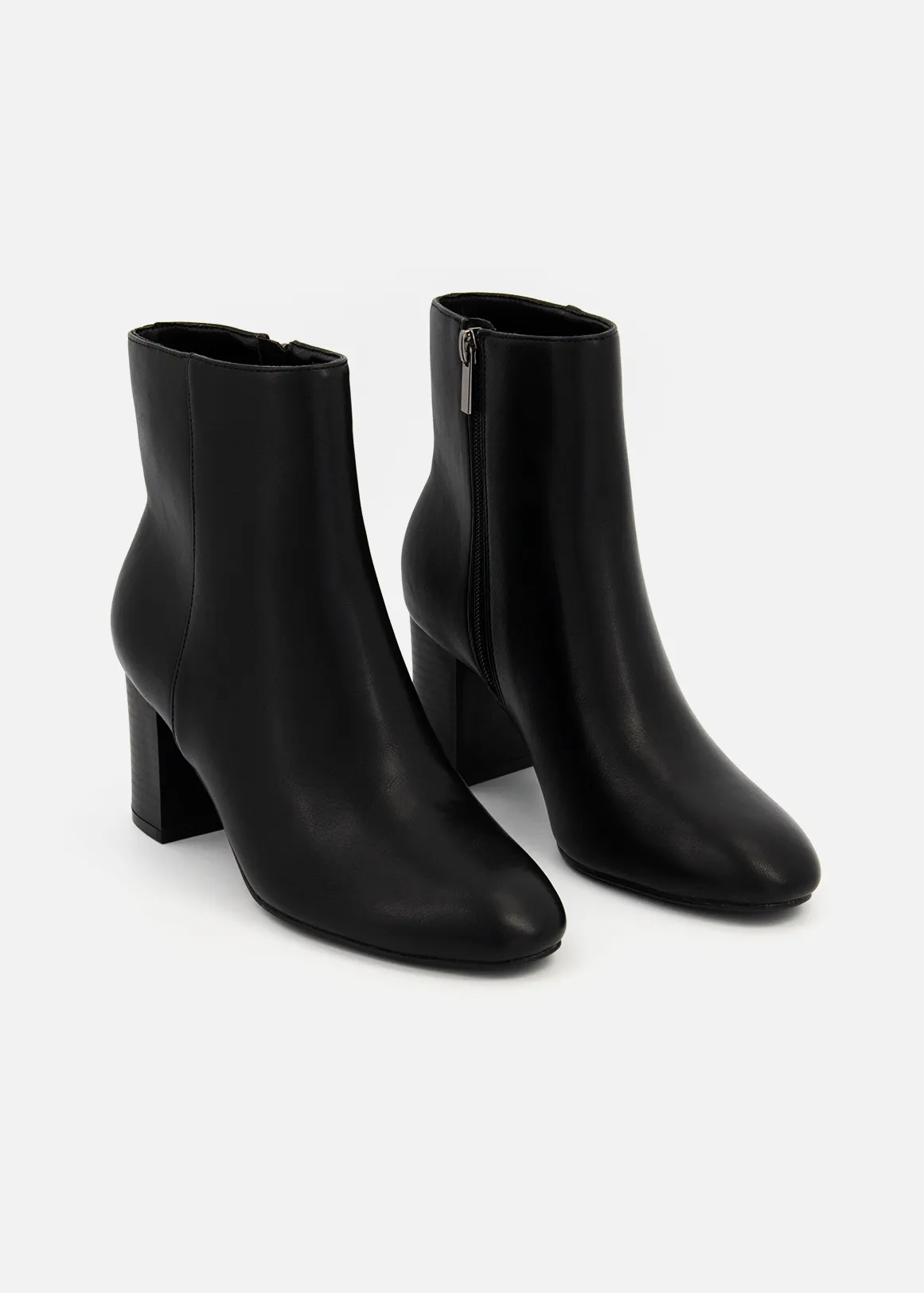 Block Heel Ankle Boots - BLACK
