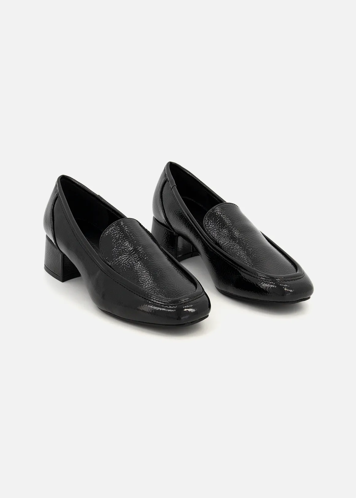 Block Heel Loafers - BLACK