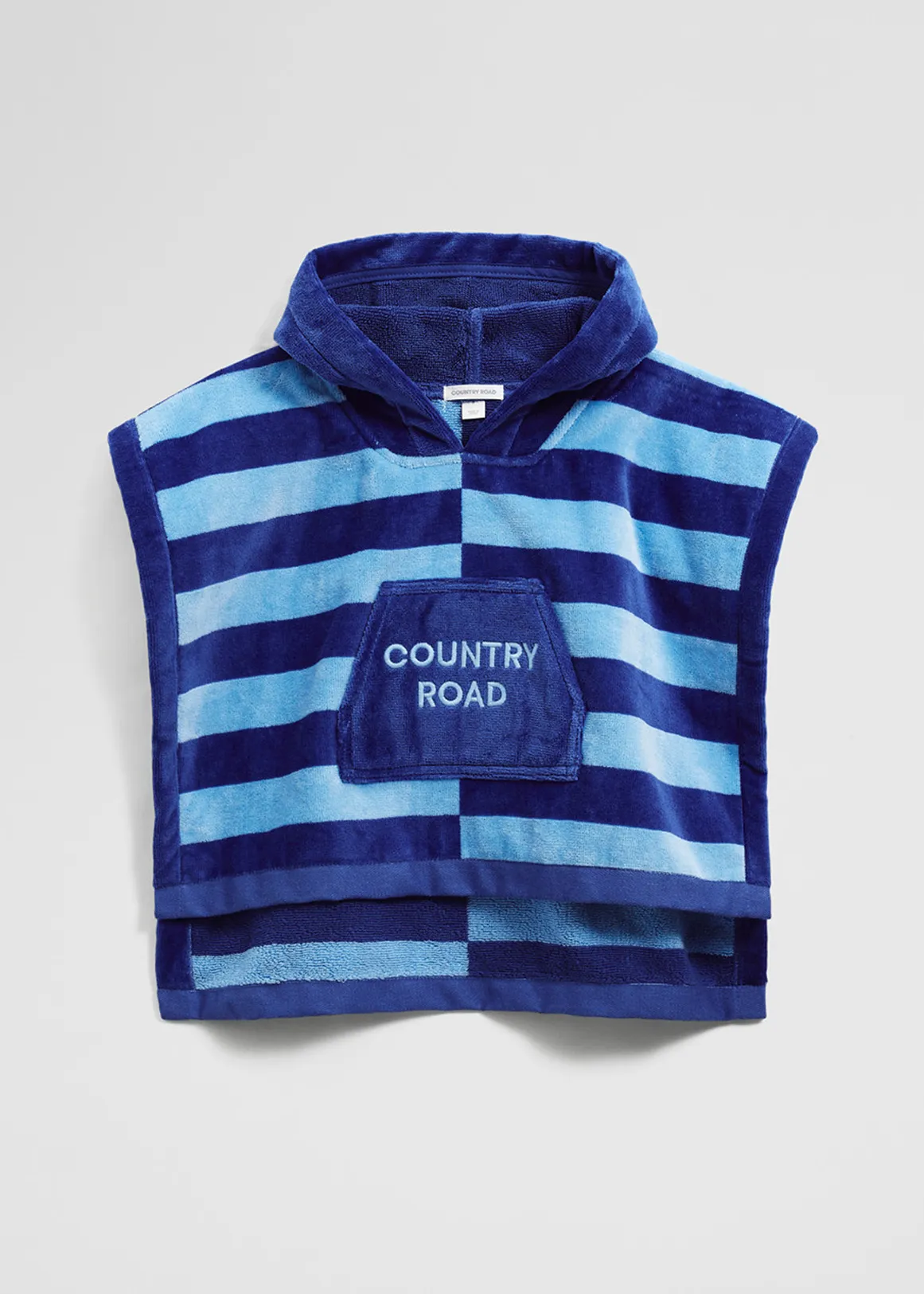 Block Stripe Poncho - COBALT BLUE