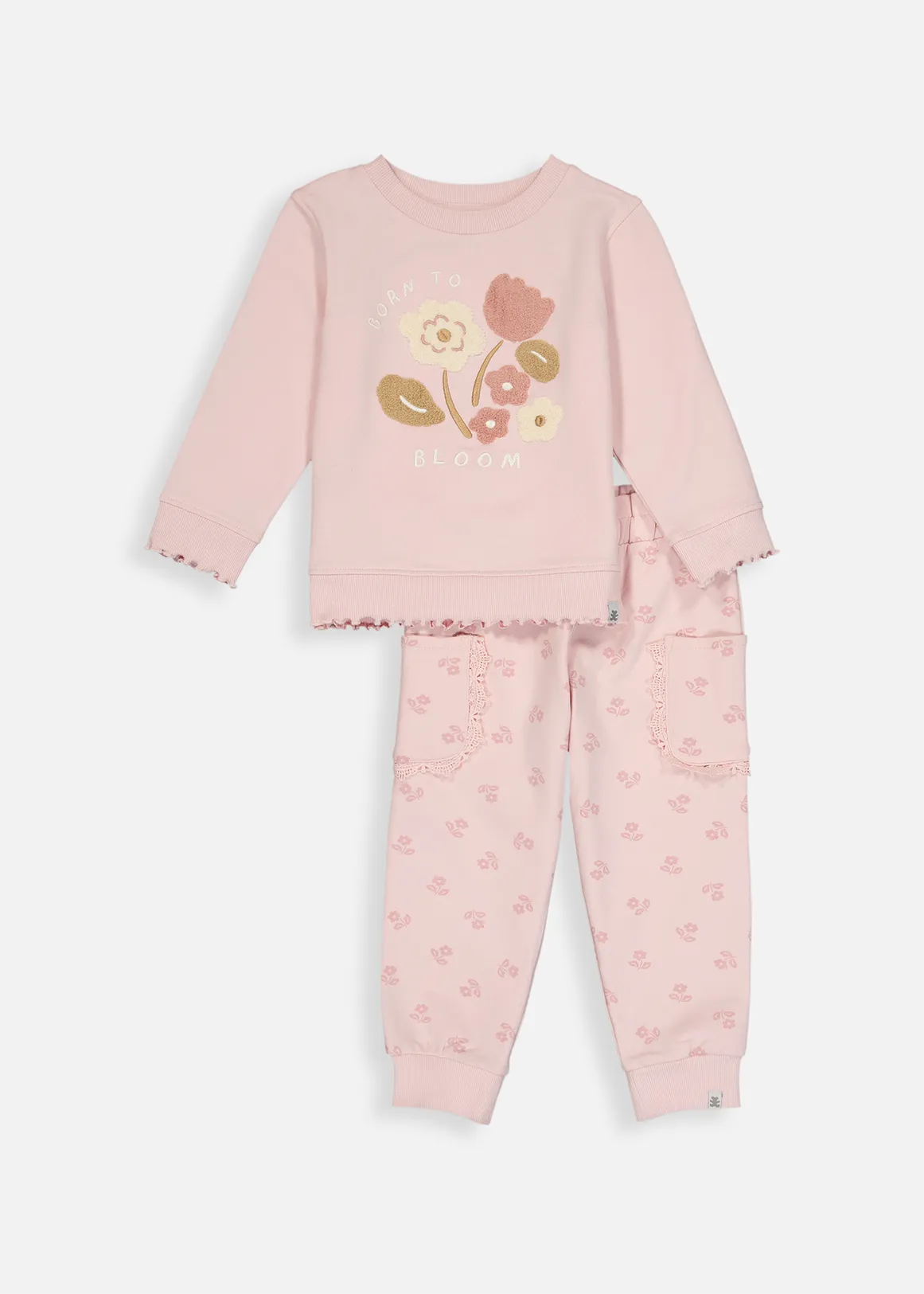 Bloom Sweatshirt & Track Pants Set - LIGHT PINK