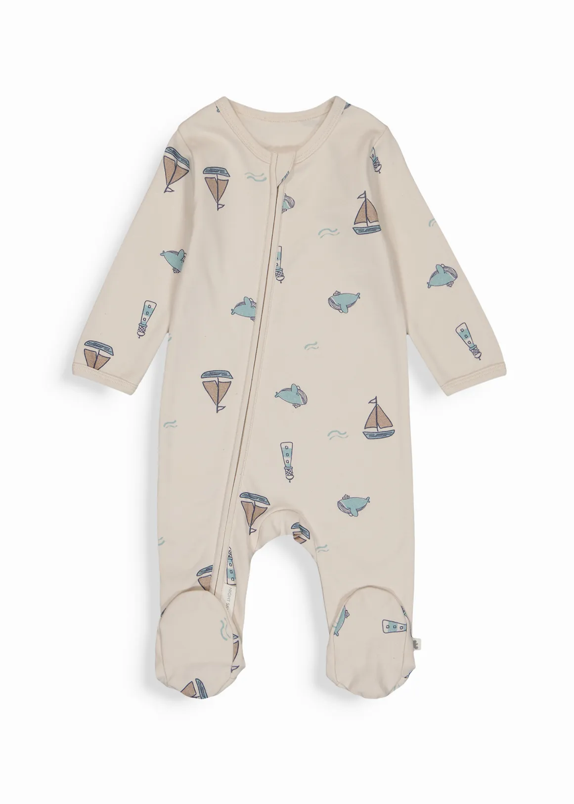Boats Organic Cotton Zip Sleepsuit - X NATURAL