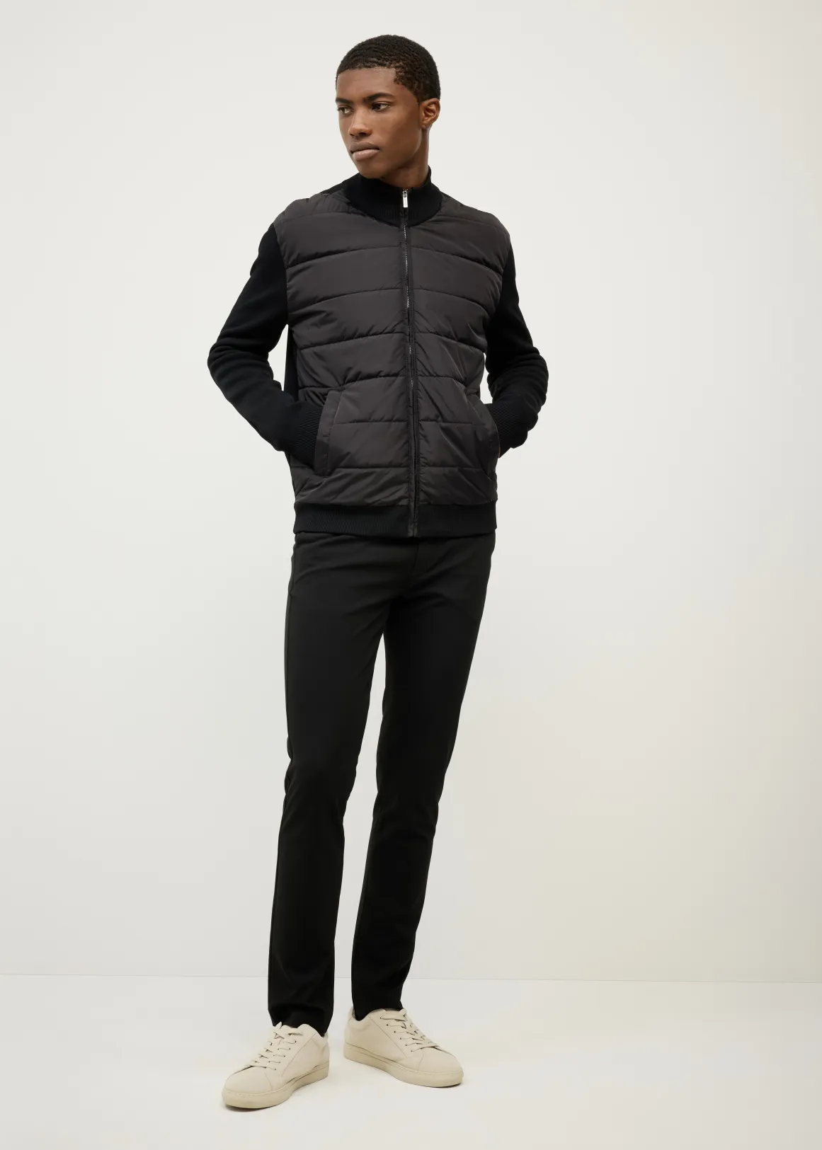 Boden Knit Puffer Jacket - BLACK