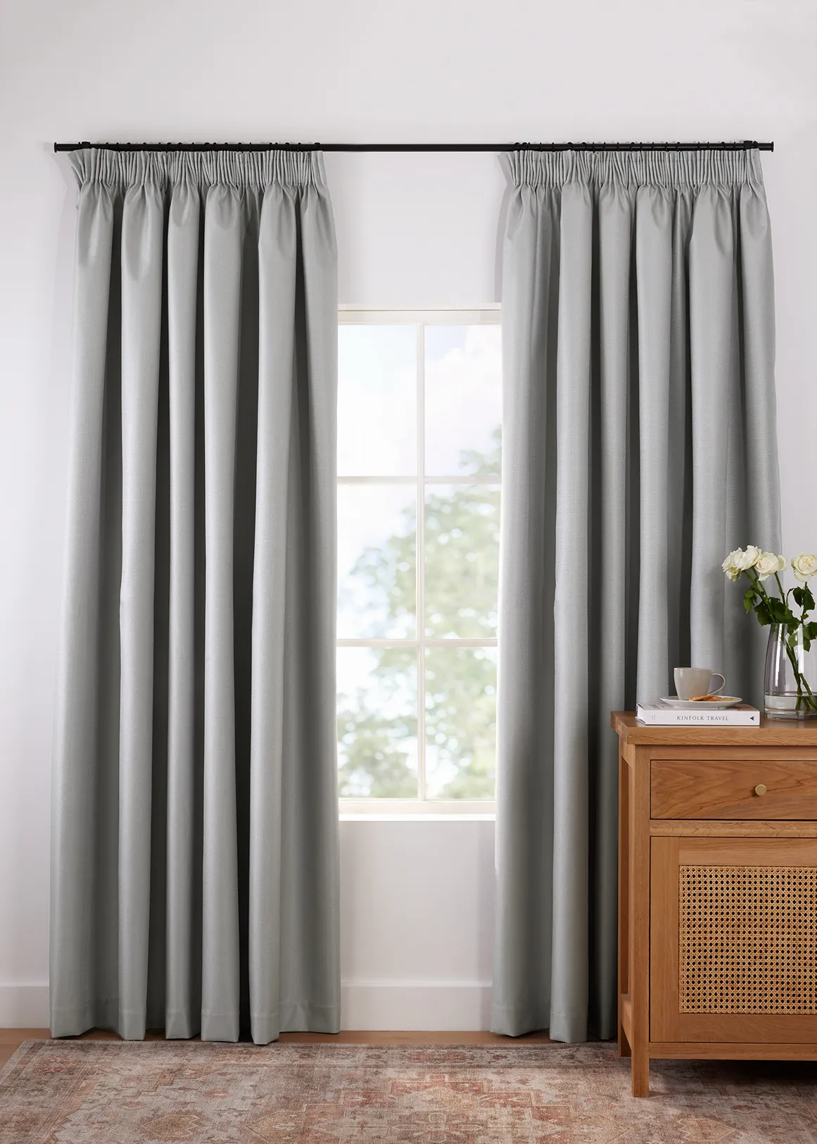Bordeaux Block Out Taped Curtain 260cm (W) x 250cm (L) - GREY