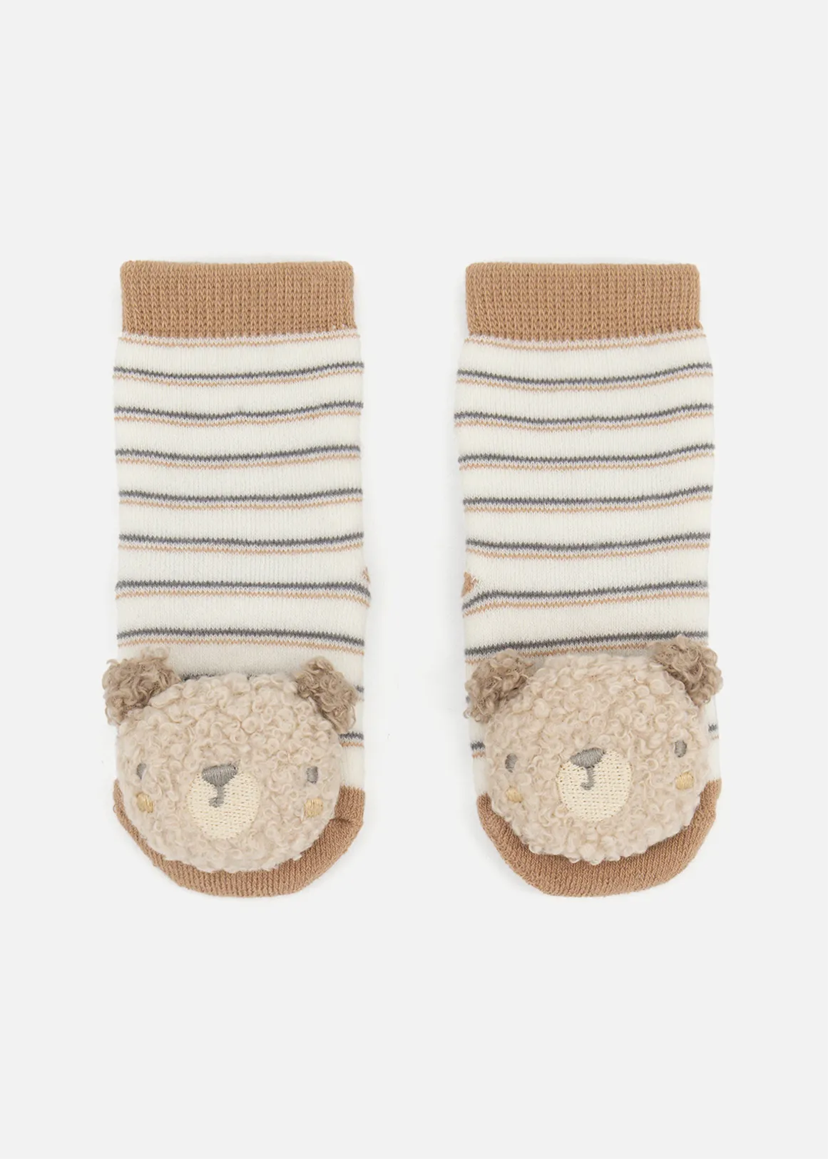 Borg Bear Cotton Rich Rattle Socks - X NATURAL