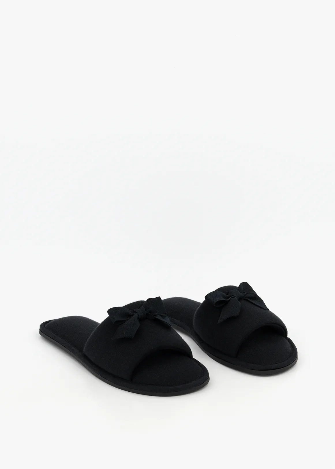Bow Band Slippers - BLACK