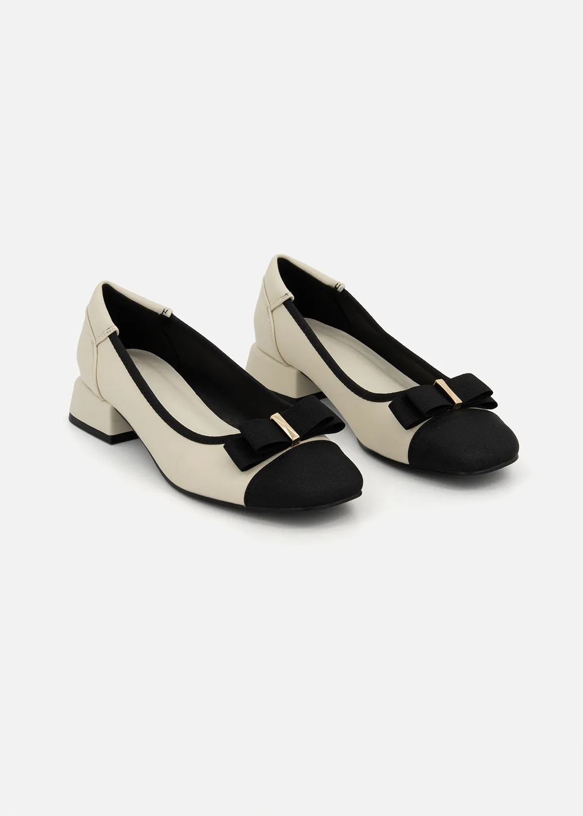 Bow Detail Toe Cap Block Heel Pumps - X CREAM