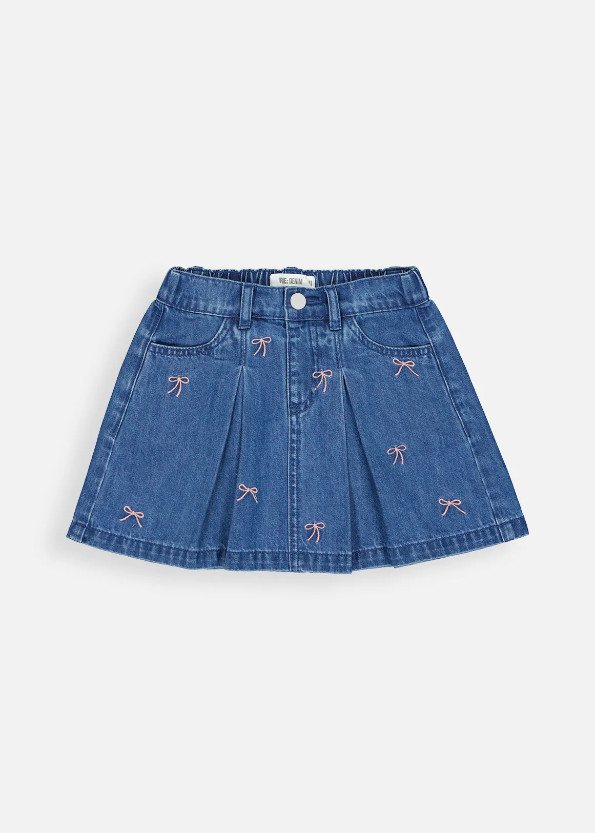 Bow Embroidered Skirt - MEDIUM BLUE