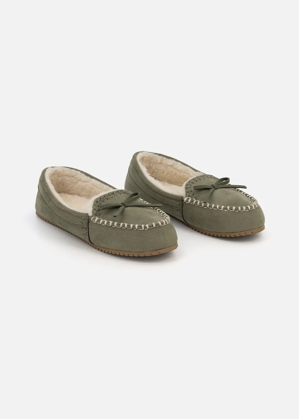 Bow Moccasin Slippers - KHAKI