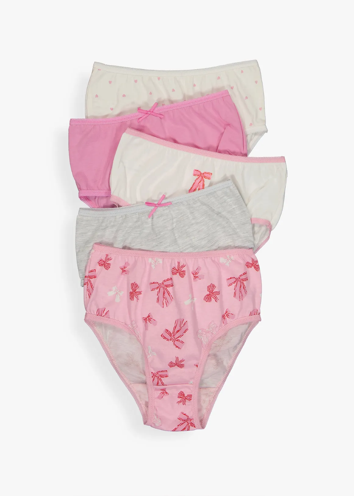 Bow Print Cotton Briefs 5 Pack - X PINK