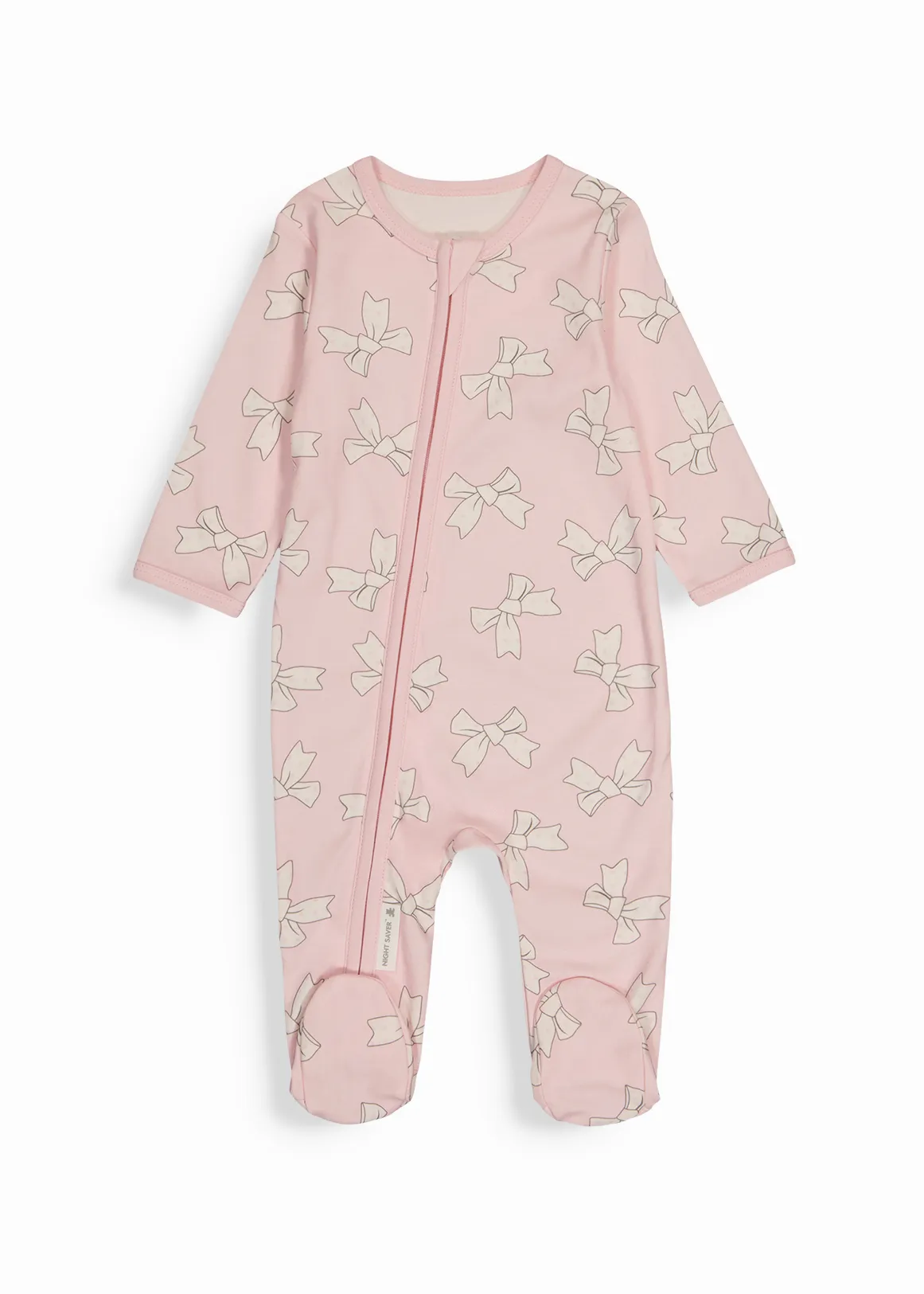 Bow Print Organic Cotton Zip Sleepsuit - X PINK