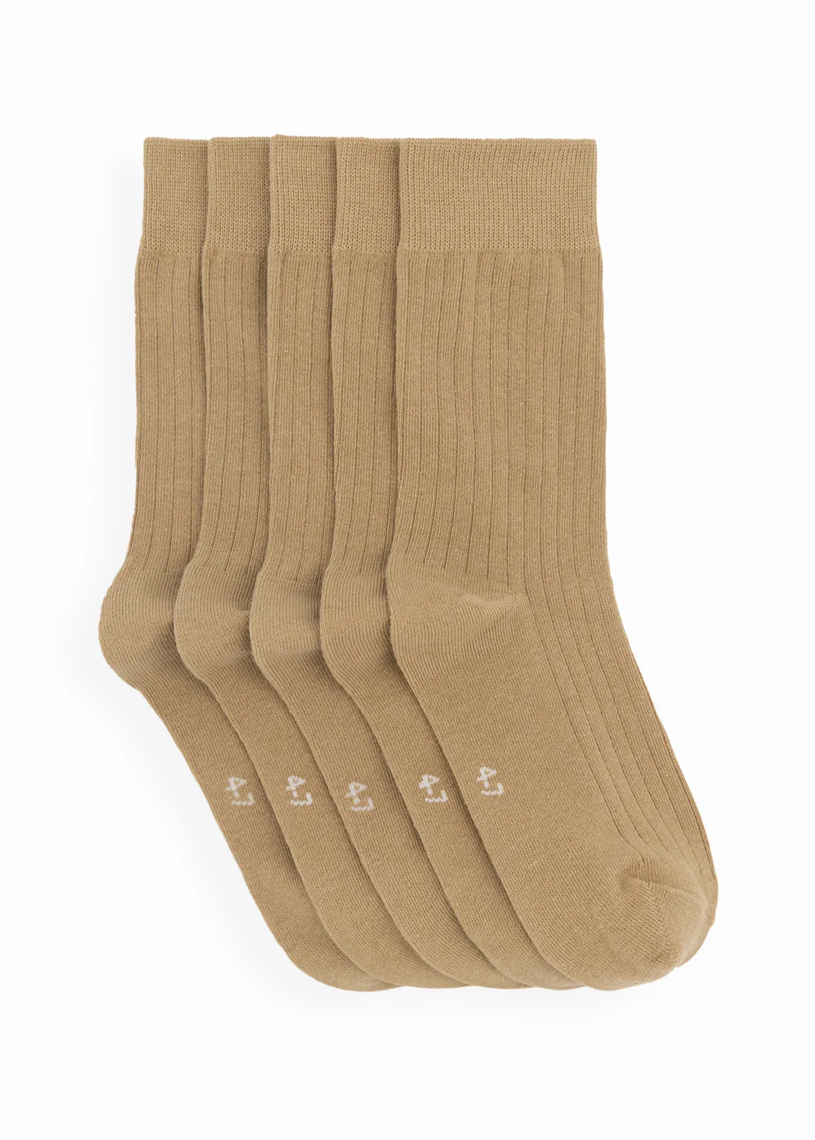 Boy's School Cotton Rich Anklets 5 Pack - KHAKI
