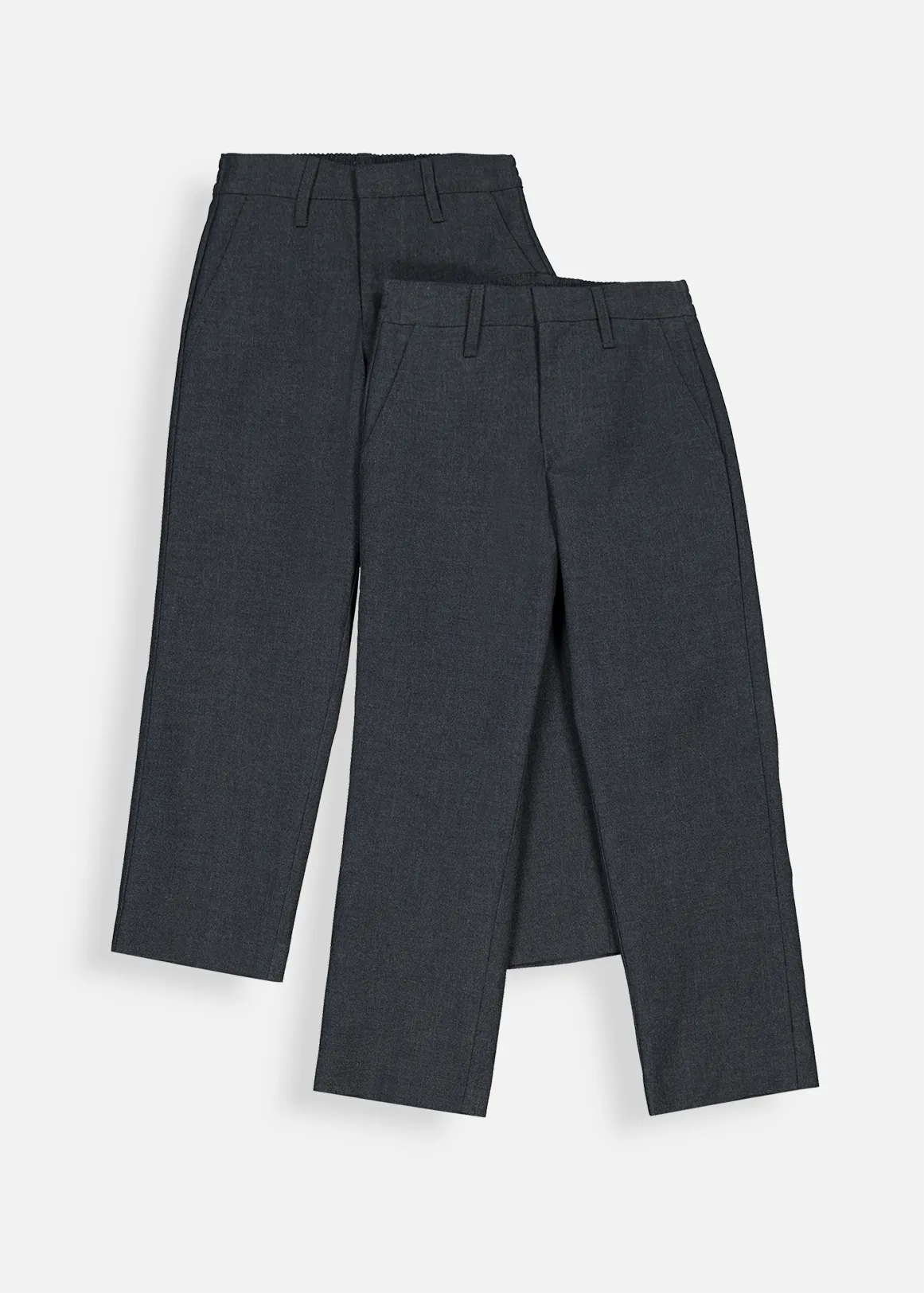 Boys Regular Fit Grey Trousers 2 Pack