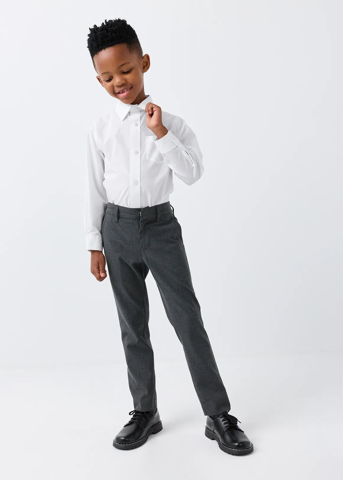 Boys Slim Fit Grey School Trousers