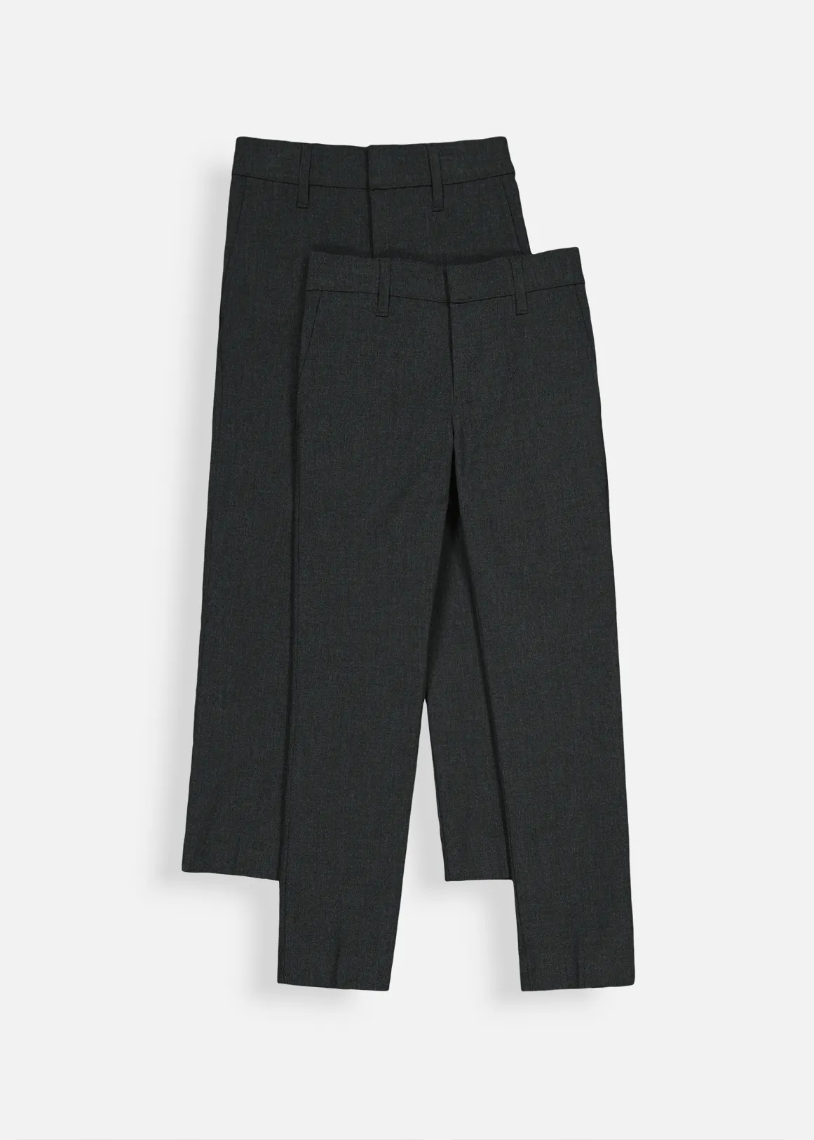 Boys Slim Fit Grey Trousers 2 Pack