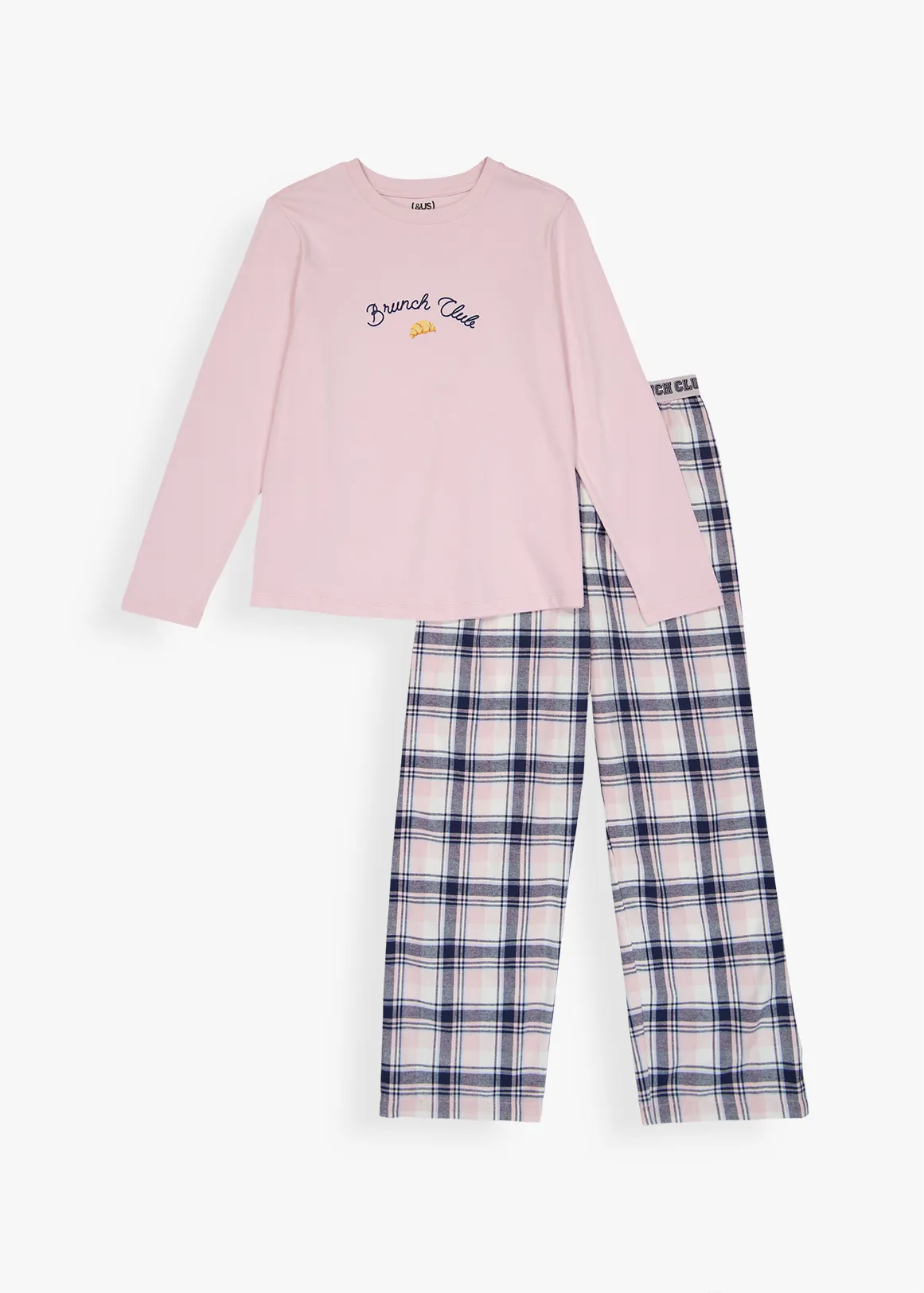 Brunch Club Flannel Cotton Pyjamas - X PINK