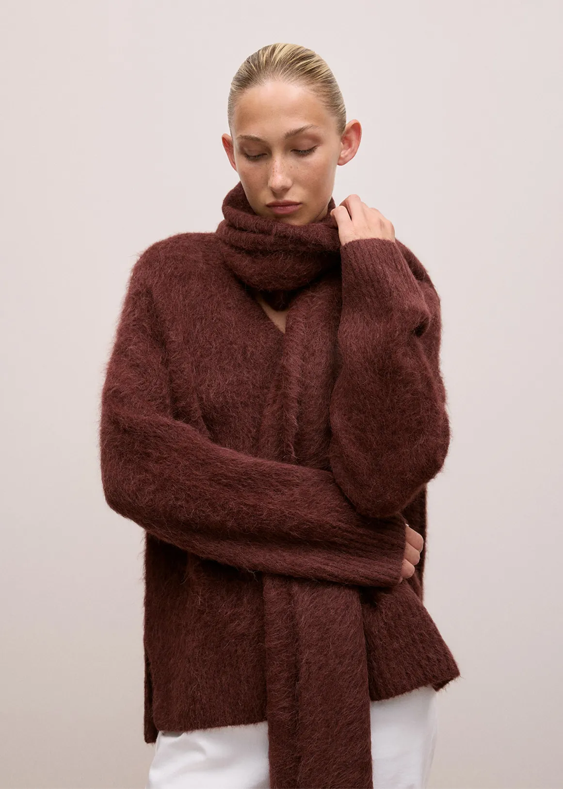 Brushed Alpaca Scarf - ESPRESSO