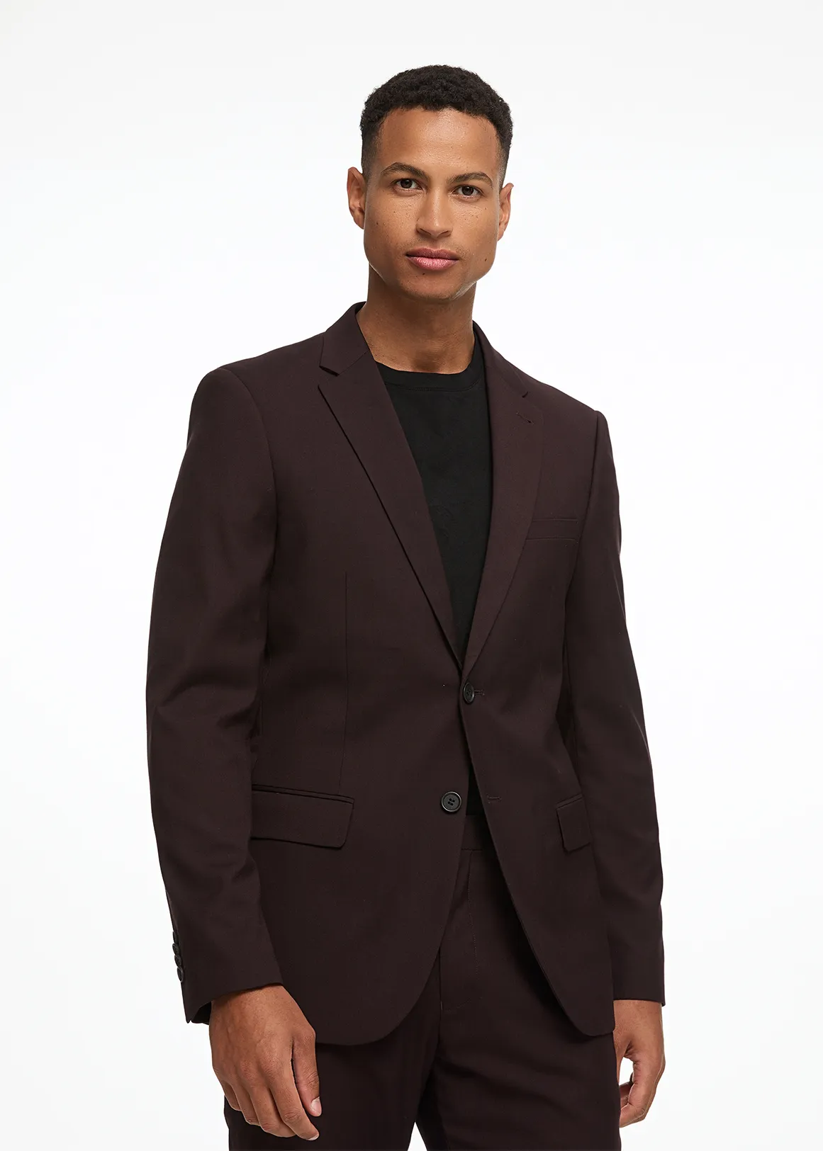Burgundy Slim Fit Viscose Blend Suit Jacket - DARK BURGUNDY