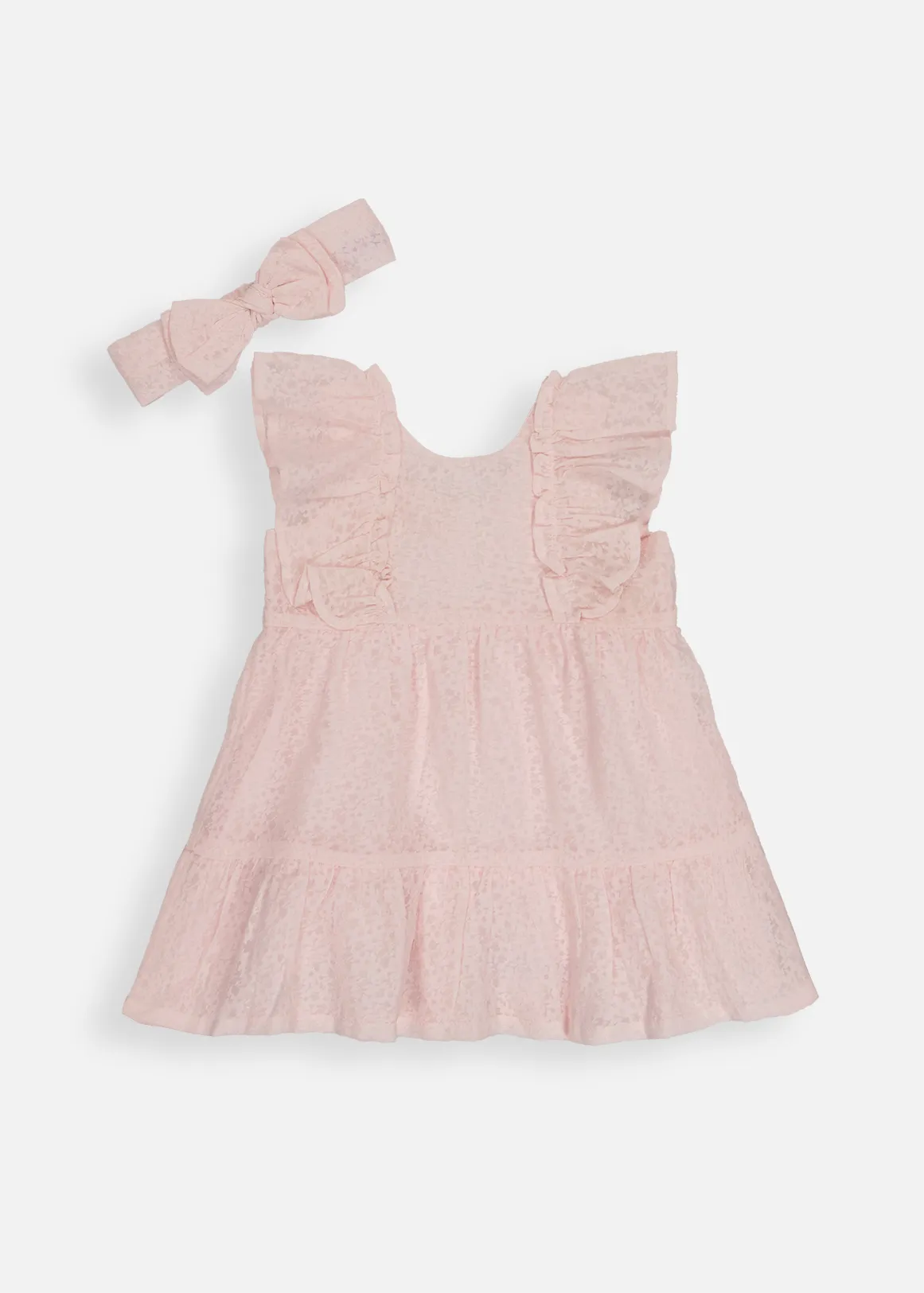 Burnout  Smart Dress & Headband Set - LIGHT PINK
