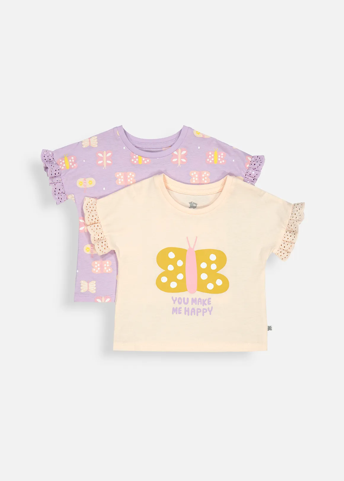 Butterfly Cotton T-shirts 2 Pack - X LILAC