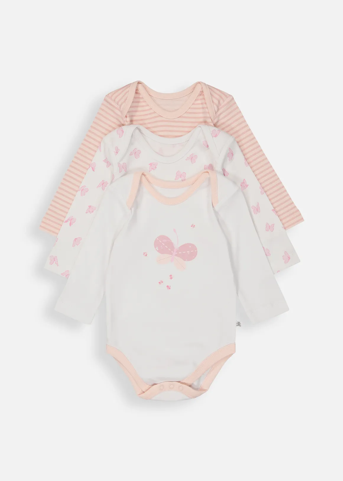 Butterfly Print Organic Cotton Bodyvets 3 Pack - X PINK