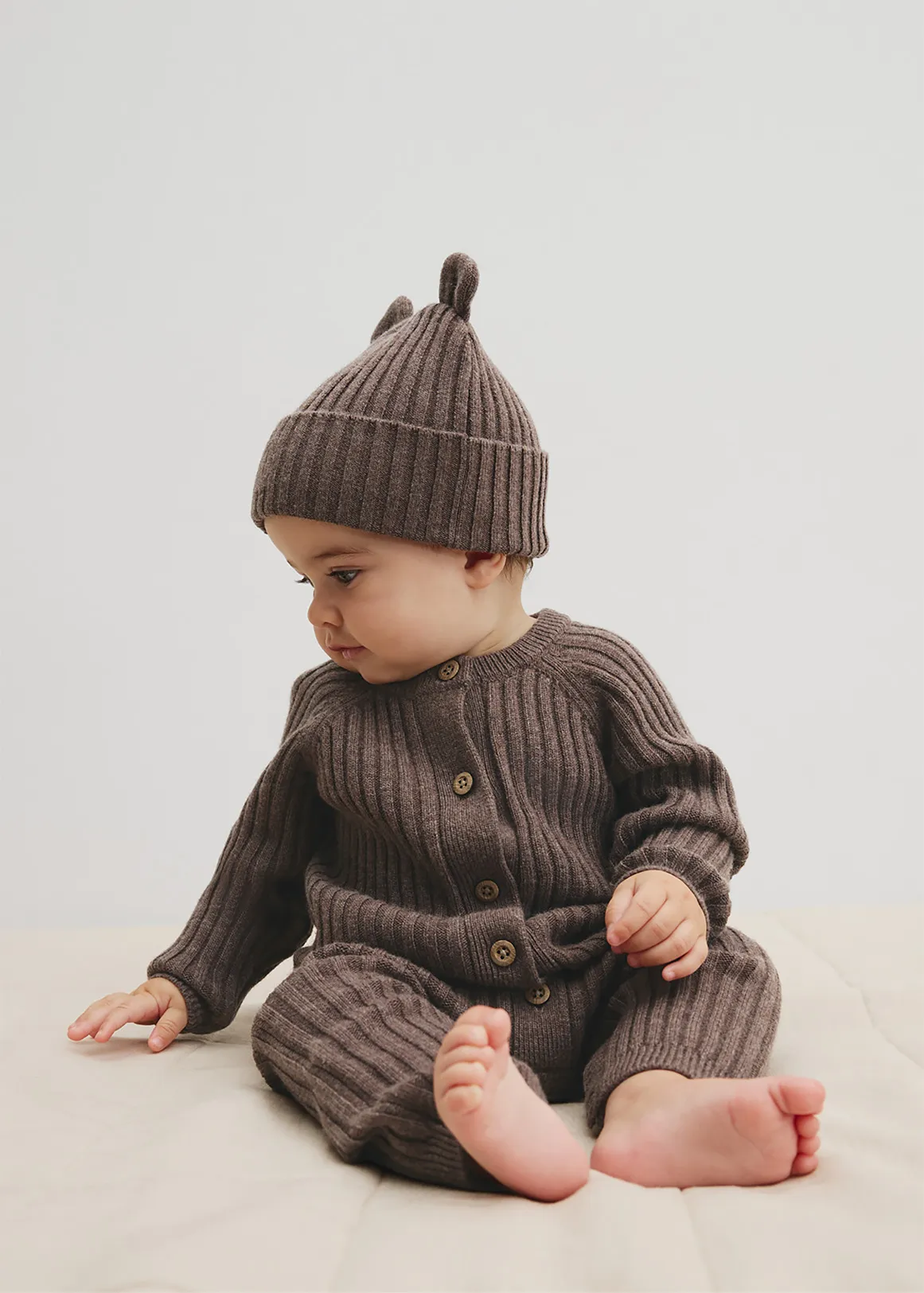 Button Knit Jumpsuit - CHOCOLATE MARLE