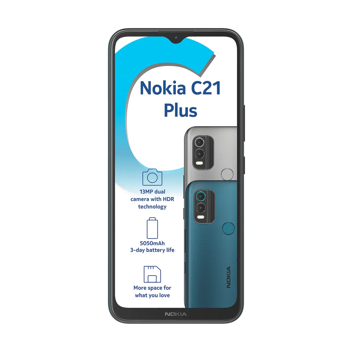 C21 Plus 4G Dual Sim - CYAN