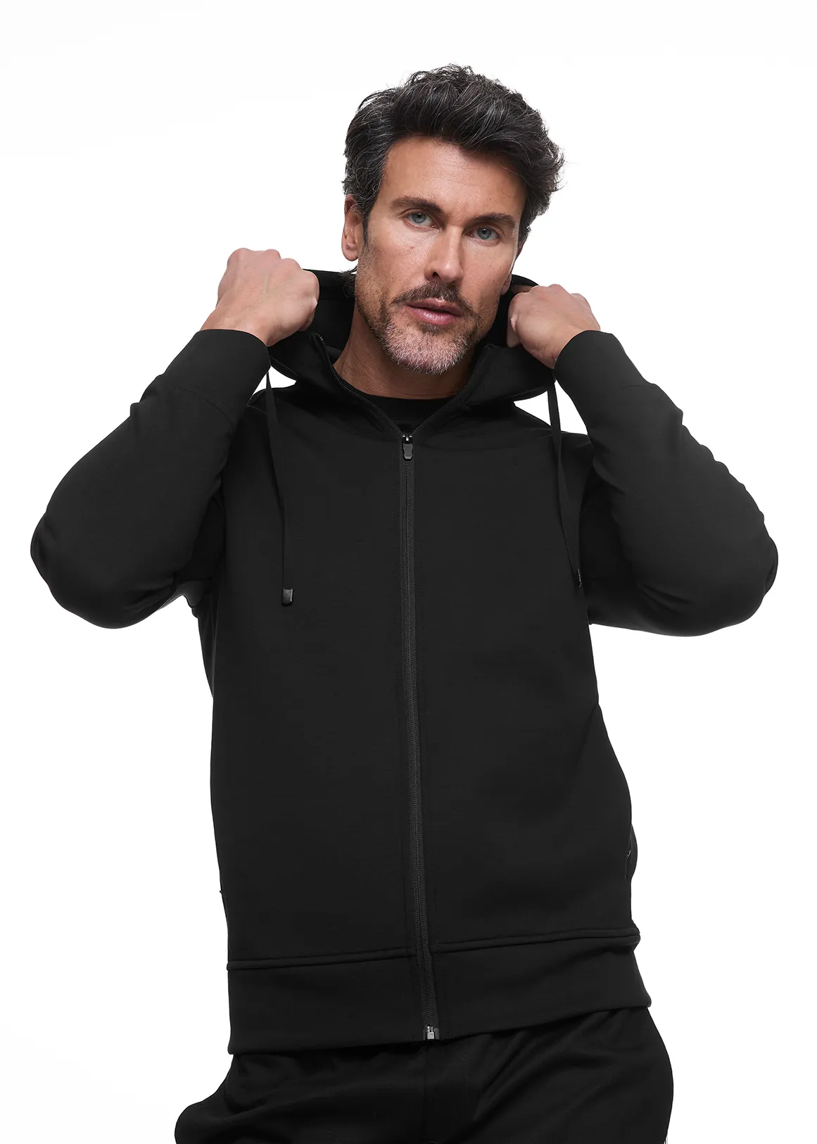 COOLTECH Slim Fit Zip-up Scuba Hoodie - BLACK