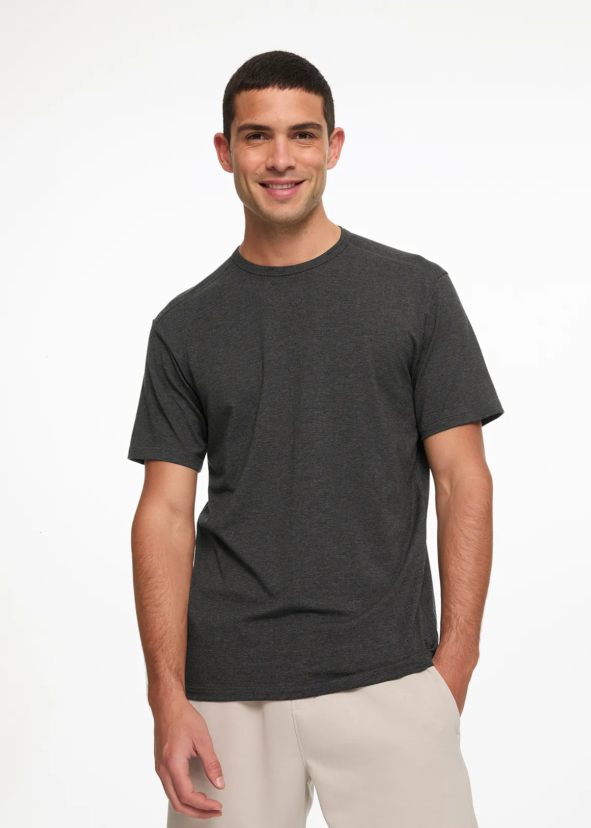 COOLTECH Stretch Cotton Performance T-shirt - CHARCOAL MELANG