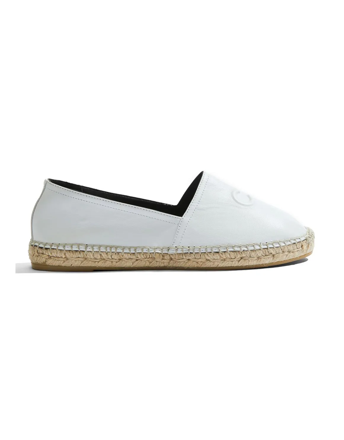 CR Logo Leather Espadrille - WHITE