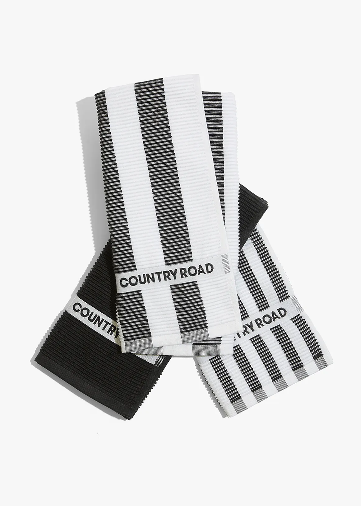 CR Stripe Australian Cotton Tea Towel Pack of 3 - CHARCOAL
